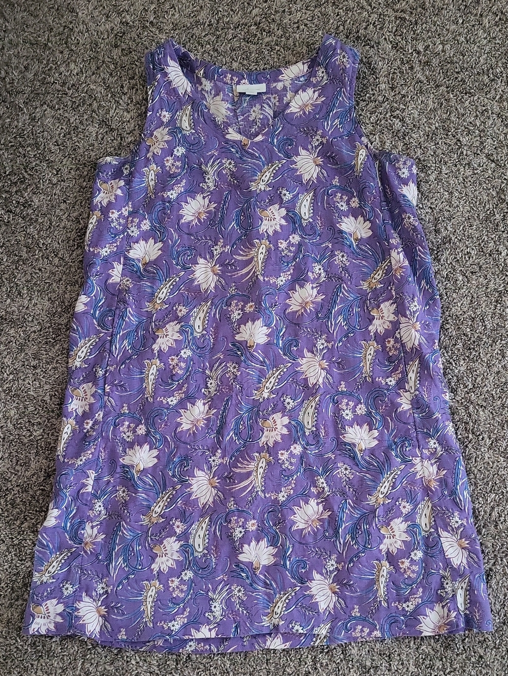 Sleeveless Purple Floral Tank Dress
